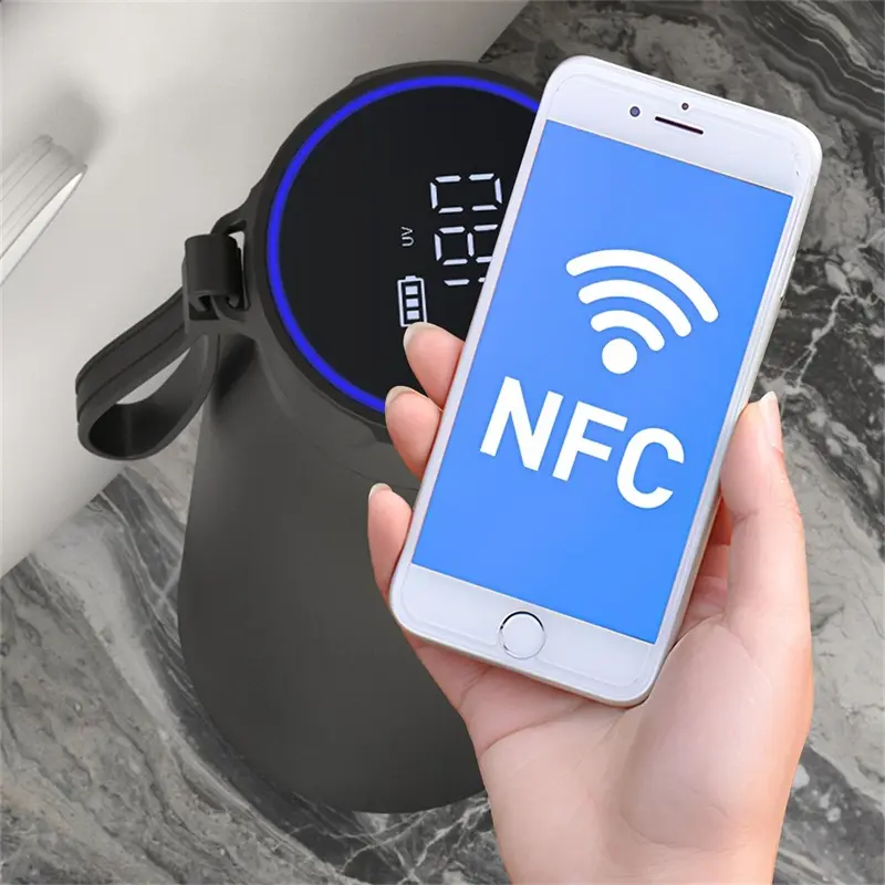 Smart water bottle with NFC and QR code smart tag