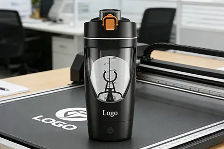 Custom logo engraving or printing on shaker water bottles by Mountop manufacturer